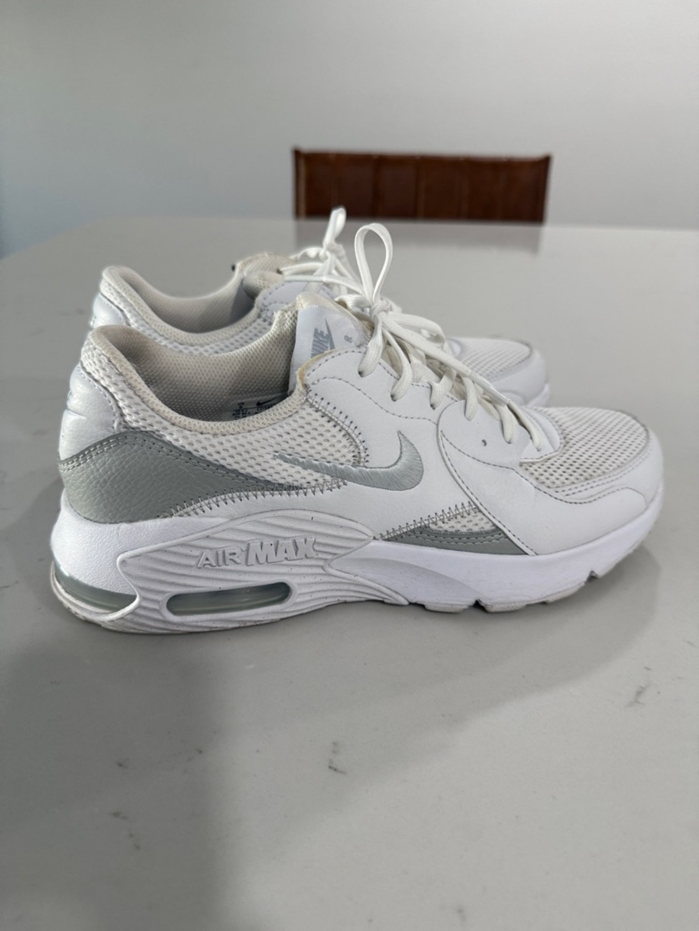 Nike White and Silver Air Max Trainers